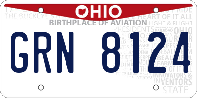 OH license plate GRN8124