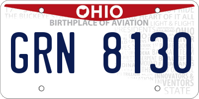 OH license plate GRN8130