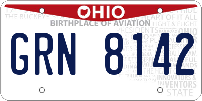 OH license plate GRN8142