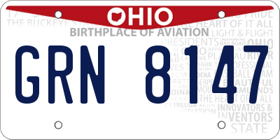 OH license plate GRN8147