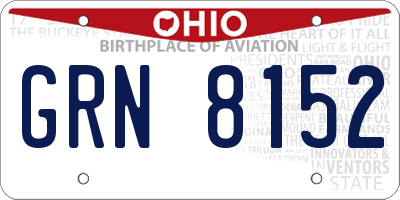 OH license plate GRN8152