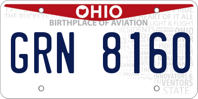 OH license plate GRN8160