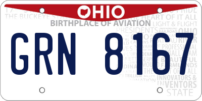 OH license plate GRN8167