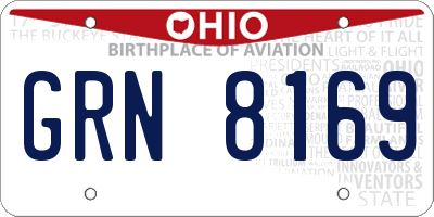 OH license plate GRN8169