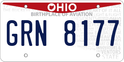 OH license plate GRN8177