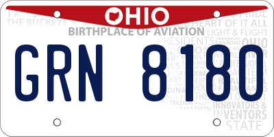 OH license plate GRN8180