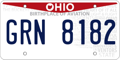 OH license plate GRN8182