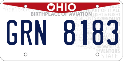 OH license plate GRN8183