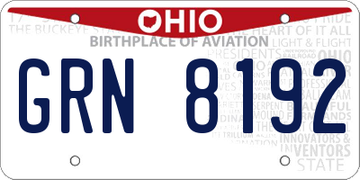 OH license plate GRN8192