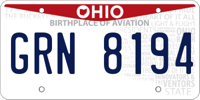 OH license plate GRN8194