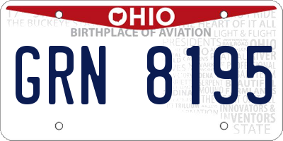 OH license plate GRN8195