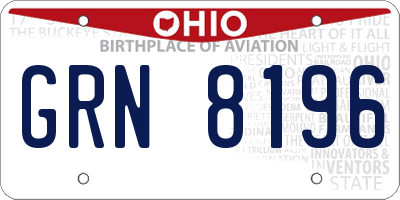 OH license plate GRN8196