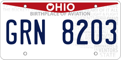 OH license plate GRN8203