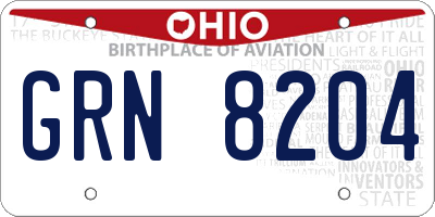 OH license plate GRN8204
