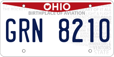 OH license plate GRN8210