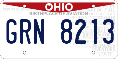OH license plate GRN8213