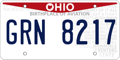 OH license plate GRN8217