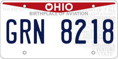 OH license plate GRN8218