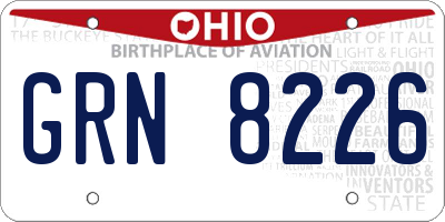 OH license plate GRN8226