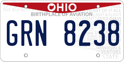 OH license plate GRN8238