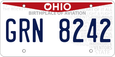 OH license plate GRN8242