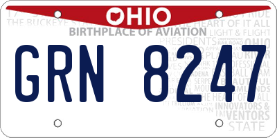 OH license plate GRN8247