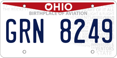 OH license plate GRN8249