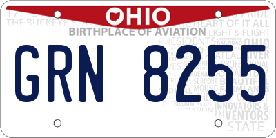 OH license plate GRN8255