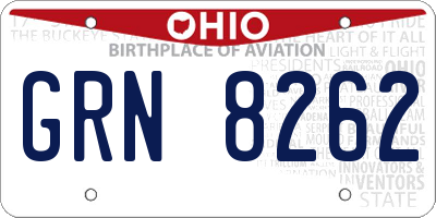 OH license plate GRN8262