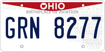 OH license plate GRN8277
