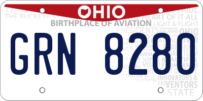 OH license plate GRN8280