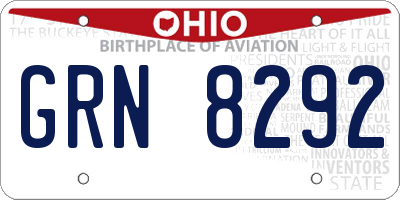 OH license plate GRN8292