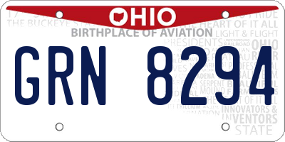 OH license plate GRN8294