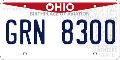 OH license plate GRN8300
