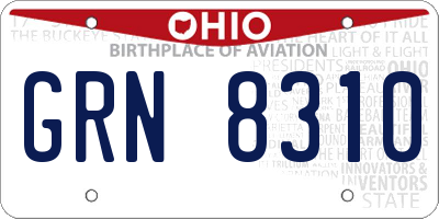 OH license plate GRN8310