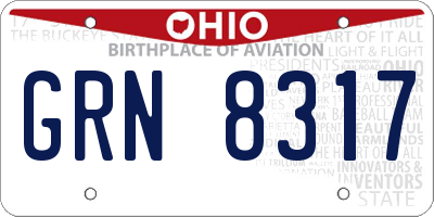 OH license plate GRN8317