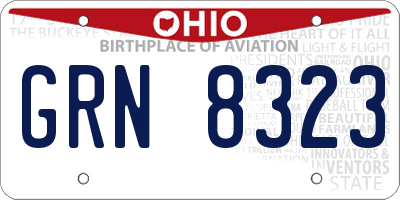 OH license plate GRN8323