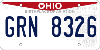 OH license plate GRN8326