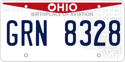 OH license plate GRN8328