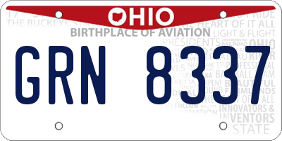 OH license plate GRN8337