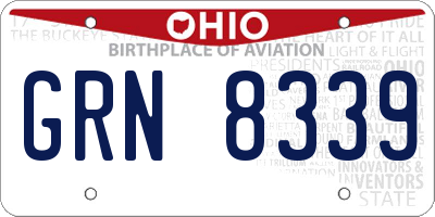 OH license plate GRN8339