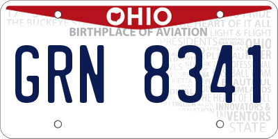 OH license plate GRN8341