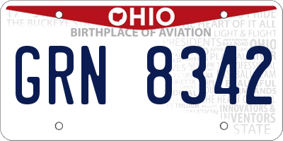 OH license plate GRN8342