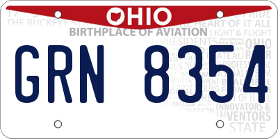 OH license plate GRN8354