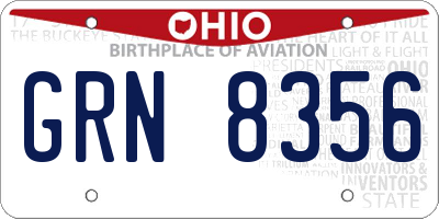 OH license plate GRN8356