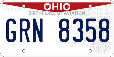 OH license plate GRN8358
