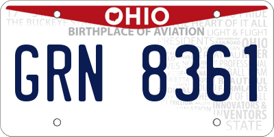 OH license plate GRN8361