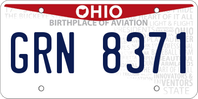 OH license plate GRN8371