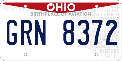 OH license plate GRN8372