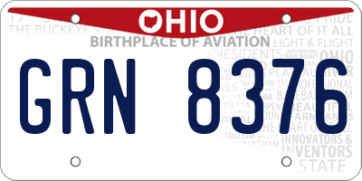 OH license plate GRN8376